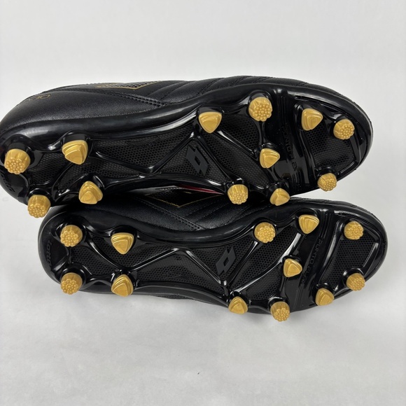 Lotto, Stadio 705 FG Soccer Cleats, NWT, Men 7. Women 8.5, Leather, Black, Gold - Picture 10 of 12